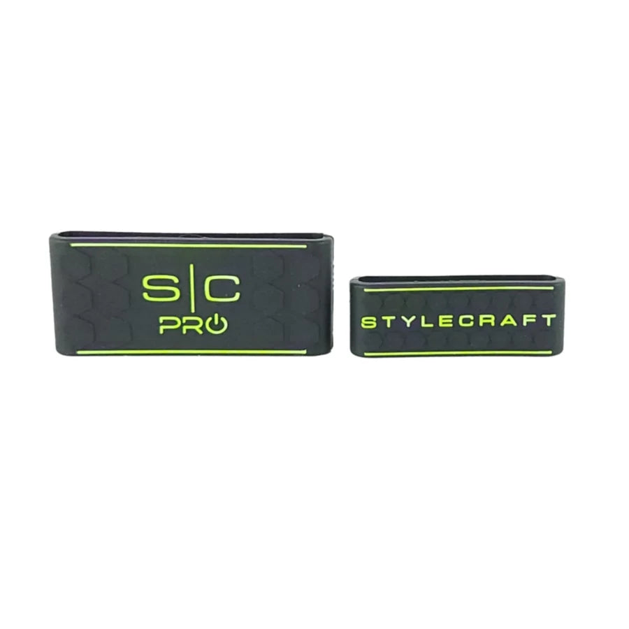 StylecraftPro Barber Hair Clipper and Trimmer Grip Band Set of 2 in Black|Green